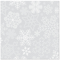 Servietten 33x33 cm - Snowflakes and stars silver