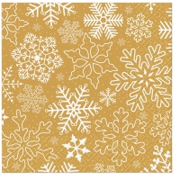 Serviettes 33x33 cm - Snowflakes and stars gold