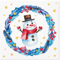 Napkins 33x33 cm - Cute snowman in garland
