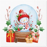 Servilletas 33x33 cm - Snowman in a ball