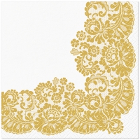 Servietten 33x33 cm - Lacy frame gold