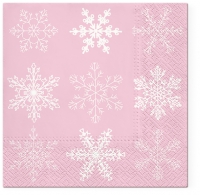 Servietten 33x33 cm - Big Snowflakes pink