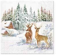 Serviettes 33x33 cm - Deers on snow