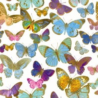 Servietten 24x24 cm - Golden butterflies