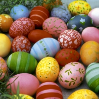 Servietten 24x24 cm - Colourful eggs