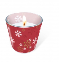 Glaskerze - Candle Glass Traditional snow red