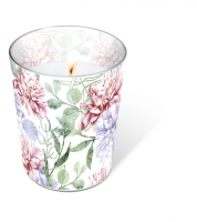 玻璃蜡烛 - Candle Glass Pastel flowers