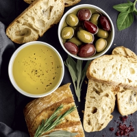 Servietten 33x33 cm - Bread and olives