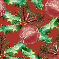 Napkins 33x33 cm - Baubles in red