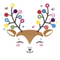 Салфетки 33x33 см - Colourful Deer