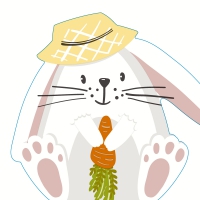 Serviettes découpées à l´emporte-pièce - Silhouettes Bunny with Hat