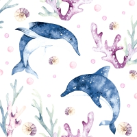 餐巾33x33厘米 - Playing Dolphins