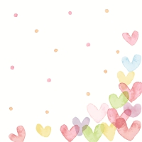 餐巾24x24厘米 - Hearts Pastel