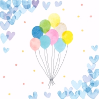 Serviettes 33x33 cm - Hearts Balloons