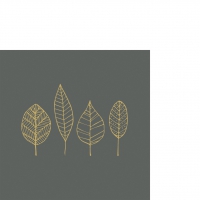 餐巾25x25厘米 - Pure Gold Leaves anthracite Napkin 25x25
