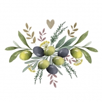 餐巾25x25厘米 - Olives & Herbs Napkin 25x25
