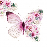 餐巾25x25厘米 - Butterfly Flowers 25x25 cm