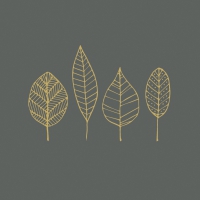 餐巾33x33厘米 - Pure Gold Leaves anthracite Napkin 33x33