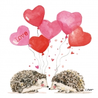 Serviettes 33x33 cm - Hedgehogs in Love Napkin 33x33