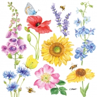 Servietten 33x33 cm - Flowers & Bees Napkin 33x33