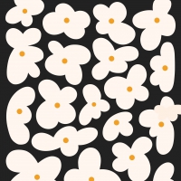 餐巾33x33厘米 - Fleurs noires Napkin 33x33