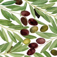 Napkins 33x33 cm - Olives & White
