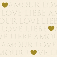 Servilletas 33x33 cm en relieve - Love Letters off white