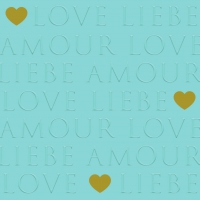 Servilletas 33x33 cm en relieve - Love Letters turquoise