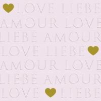 Servietten 33x33 cm geprägt - Love Letters rose