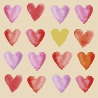 Servietten 33x33 cm - Aquarell Hearts gold eco