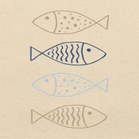 Serviettes 33x33 cm - Fishes eco