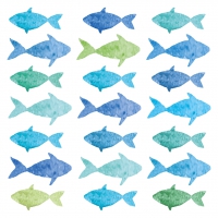 Serviettes 33x33 cm - Aquarell Fishes 33x33 cm
