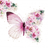 Servietten 33x33 cm - Butterfly Flowers 33x33 cm