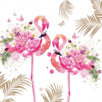 Servietten 33x33 cm - Floral Flamingos 33x33 cm