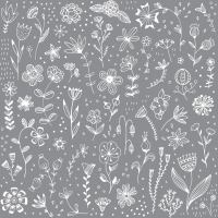 Servilletas 33x33 cm - Pure Flower grey Napkin 33x33