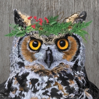 餐巾33x33厘米 - Winter Berry Owl Napkin 33x33