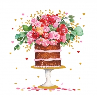 Servilletas 33x33 cm - Cake & Flowers Napkin 33x33