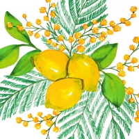 Serviettes 33x33 cm - Lemon & Mimosa Napkin 33x33