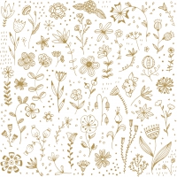 Serviettes 33x33 cm - Pure Flower gold Napkin 33x33