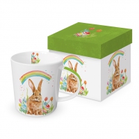 Porzellan-Henkelbecher - Rainbow Rabbit