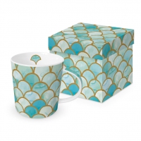 Porcelain cup with handle - Art Déco turquoise