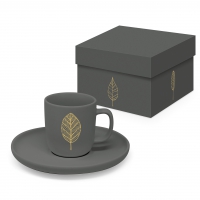 Espresso Cups - Pure Gold Leaves anthracite Matte Espresso
