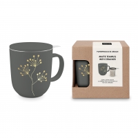 tea cups - Pure Gold Berries anthracite Matte T-Mug