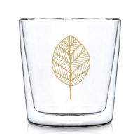 Doppelwand Glas 0,3 L - Pure Gold Leaves Trendglas DW