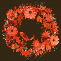 餐巾25x25厘米 - Autumn Wreath Napkin 25x25