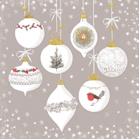 Serviettes 25x25 cm - Ornaments and Snow Napkin 25x25
