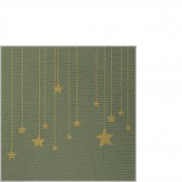 Napkins 25x25 cm embossed - Stars on Canvas green