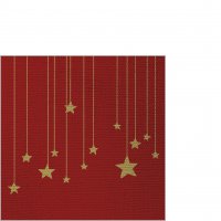 Napkins 25x25 cm embossed - Stars on Canvas red