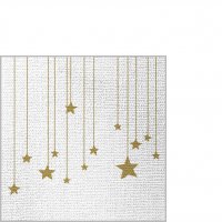 Napkins 25x25 cm embossed - Stars on Canvas white