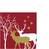 Serviettes 25x25 cm - Winter Deers red